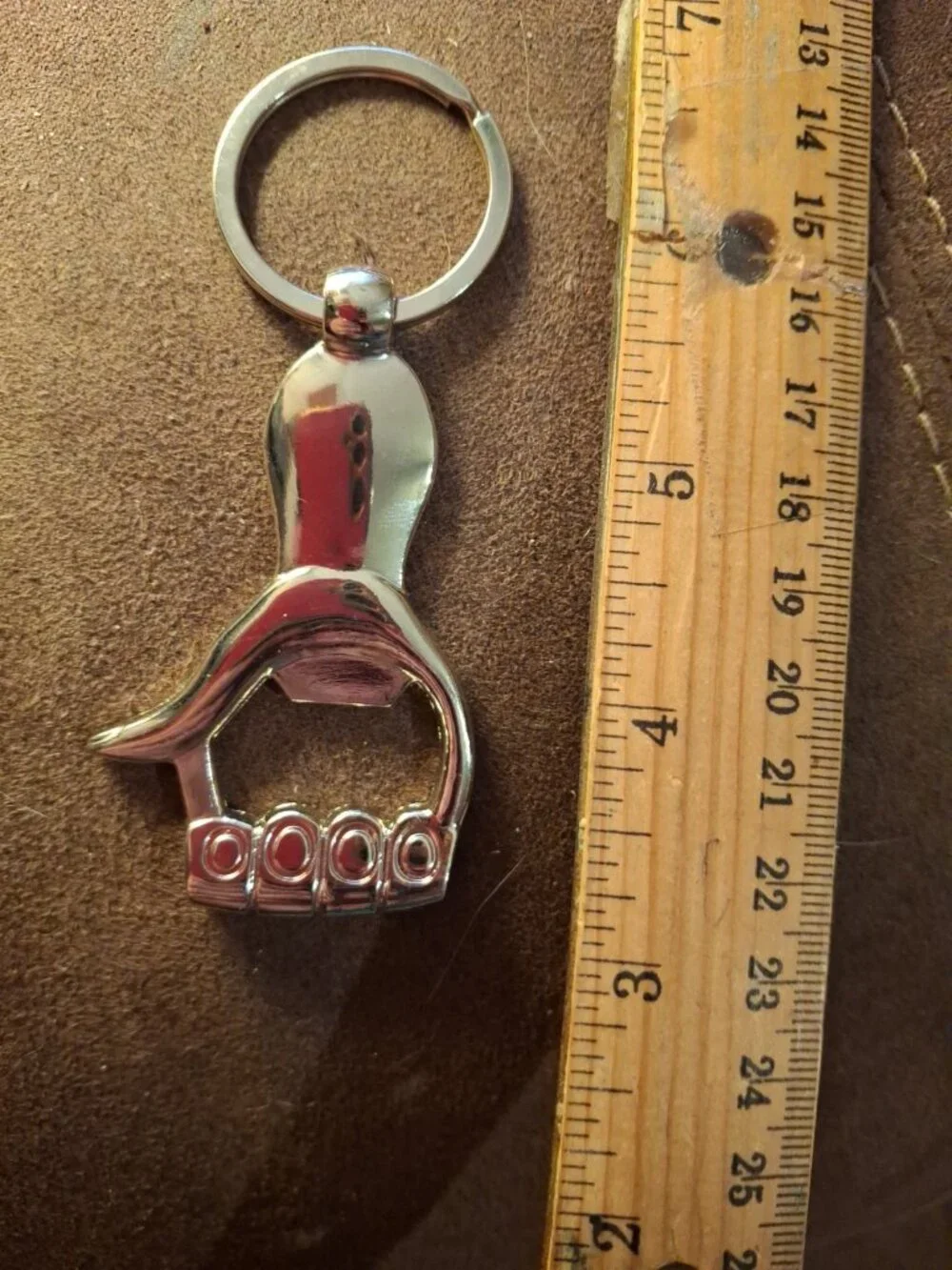 Stainless Steel Bottle Opener Keychain Fist Thumbs Up Silver Tone